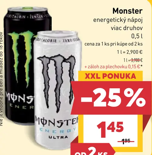 Monster energetický nápoj rôzne druhy
