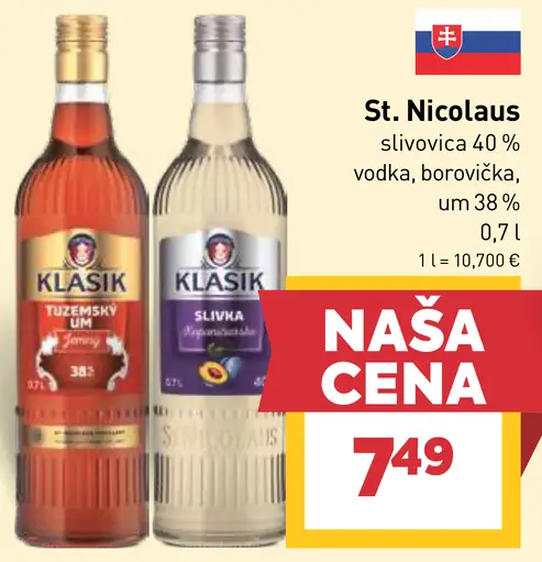 St. Nicolaus slivovica, vodka, borovička