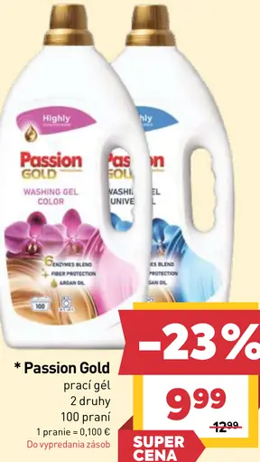 Passion Gold prací gél 100 praní rôzne druhy