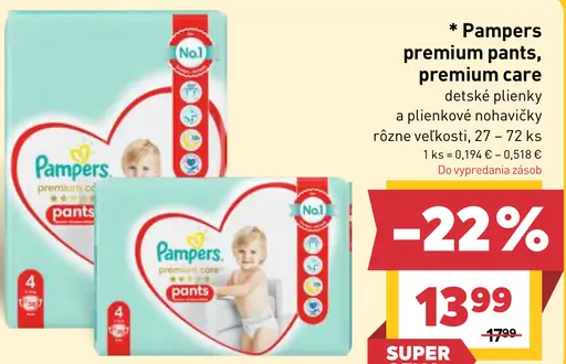 Pampers premium pants, premium care detské plienky a plienkové nohavičky