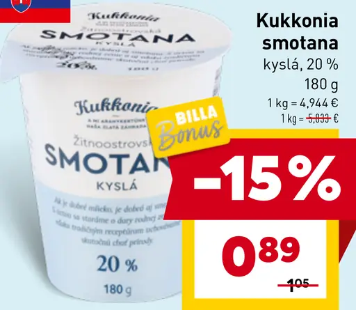 Kukkonia smotana kyslá 20 %