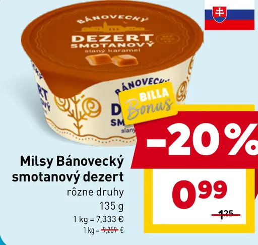 Milsy Bánovecký smotanový dezert rôzne druhy