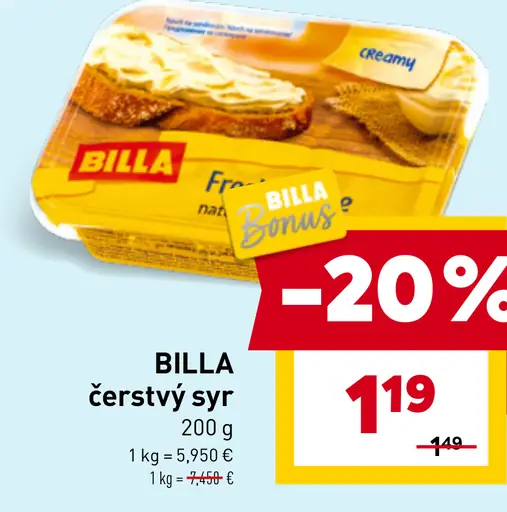 BILLA čerstvý syr