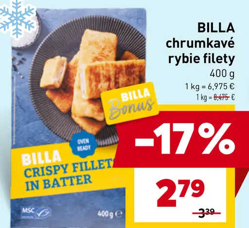 BILLA chrumkavé rybie filety v cestíčku