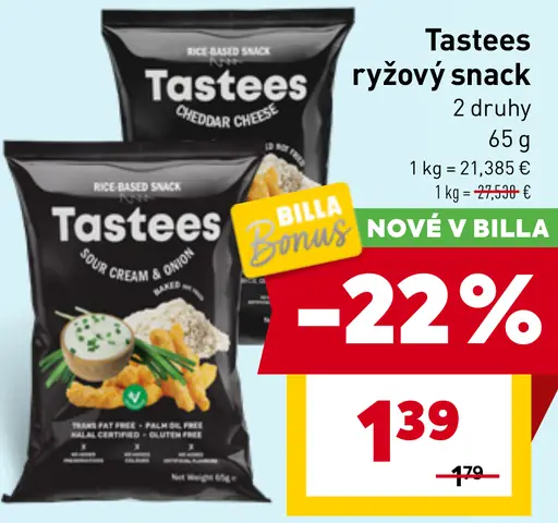 Tastees ryžový snack