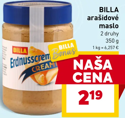 BILLA arašidové maslo