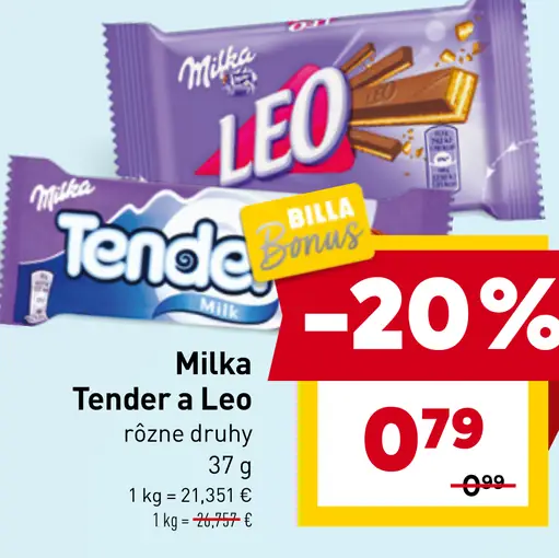 Milka Tender a LEO sušienky