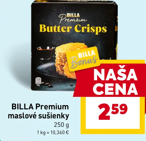 BILLA Premium maslové sušienky Butter Crisps