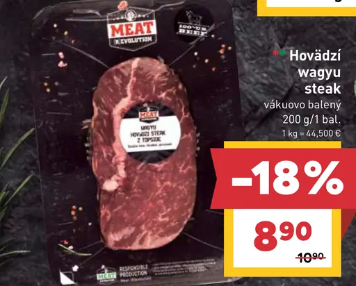 Hovädzí wagyu steak vákuovo balený