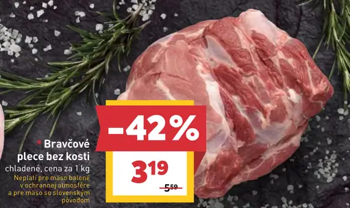 Bravčové plece bez kosti chladené