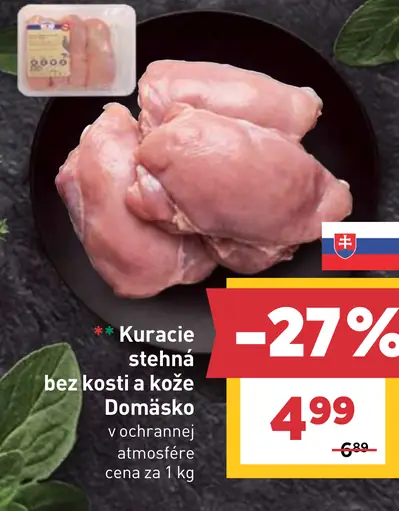 Domáško kuracie stehná bez kosti a kože v ochrannej atmosfére