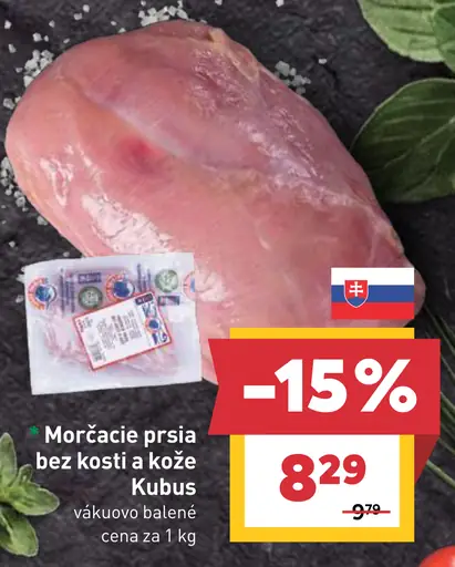 Kubus morčacie prsia bez kosti a kože vákuovo balené