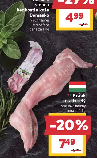 Mladý králik celý vákuovo balený