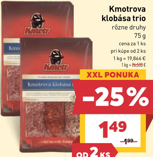 Kmotrova klobása trio rôzne druhy