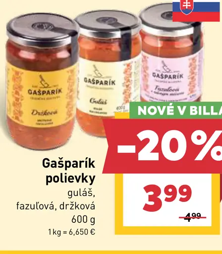 Gašparík polievky guláš, fazuľová, držková