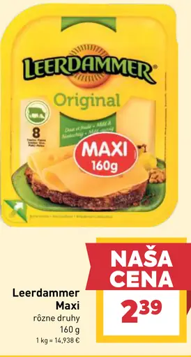 Leerdammer Maxi syr plátky rôzne druhy