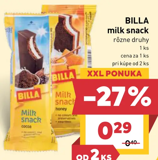 Billa milk snack rôzne druhy