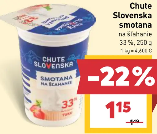 Chute Slovenska smotana na šľahanie 33 %