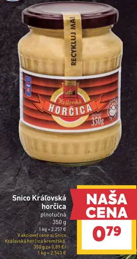 Snico Kráľovská Horčica plnotučná