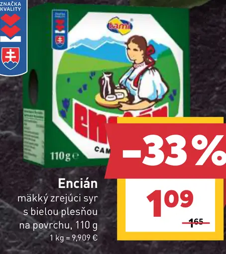 Encián mäkký zrejúci syr s bielou plesňou na povrchu
