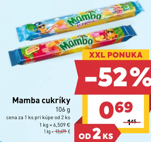 Mamba cukríky rôzne druhy