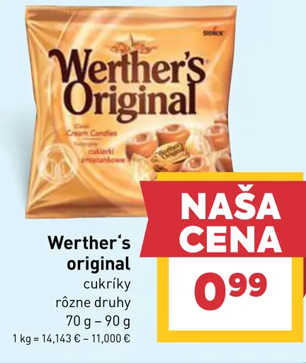 Werther’s Original cukríky rôzne druhy