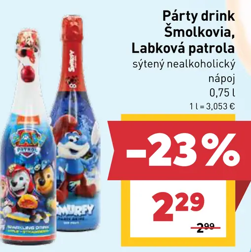 Party drink Šmolkovia sýtený nealkoholický nápoj