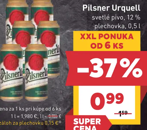 Pilsner Urquell svetlé pivo 12%