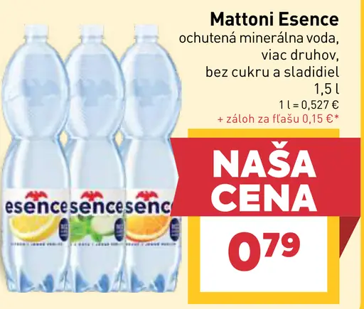 Mattoni Esence ochutená minerálna voda bez cukru a sladidiel viac druhov