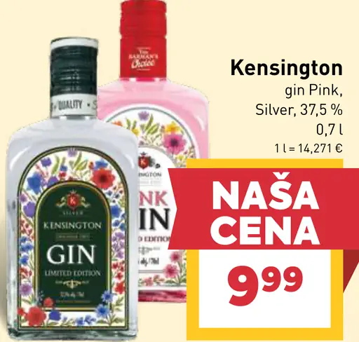 Kensington gin pink, silver