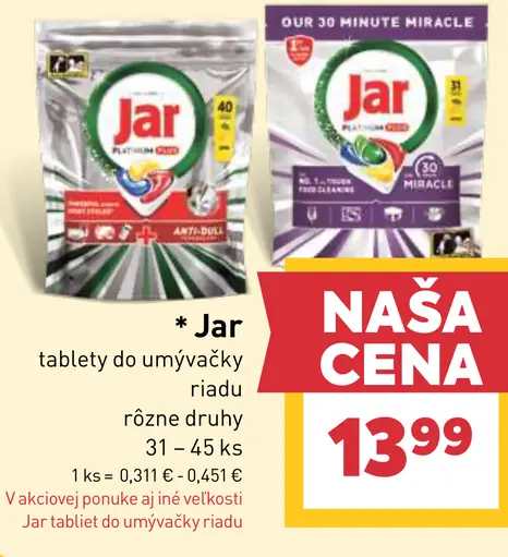 Jar tablety do umývačky riadu rôzne druhy