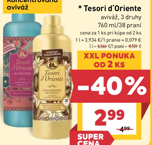 Tesori d'Oriente aviváž rôzne druhy