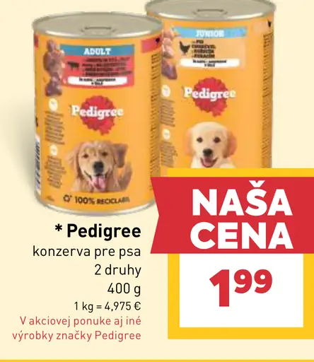 Pedigree konzerva pre psa 2 druhy