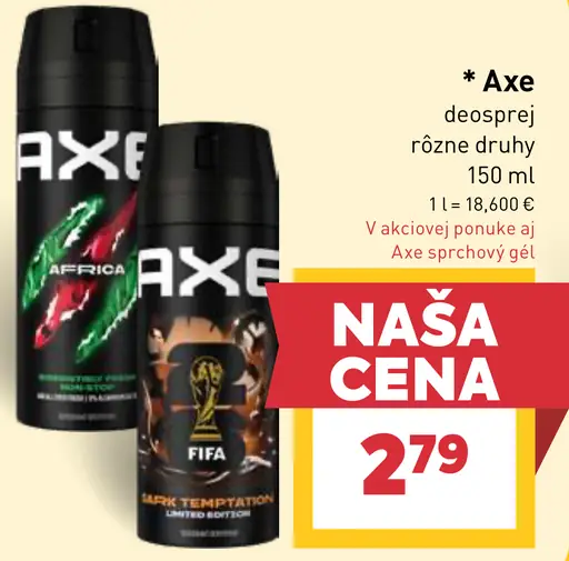 Axe dezodorant sprej rôzne druhy