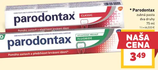 Parodontax zubná pasta rôzne druhy