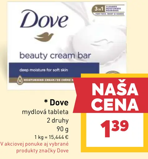 Dove mydlová tableta 2 druhy