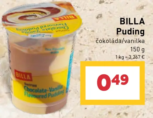 BILLA Puding čokoláda/vanilka