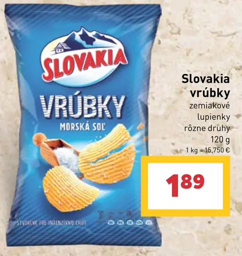 Slovakia vrúbky zemiakové lupienky s morskou soľou