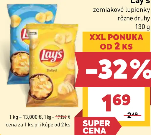 Lay's zemiakové lupienky rôzne druhy