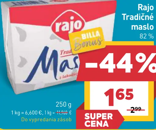 Rajo Tradičné maslo 82 %