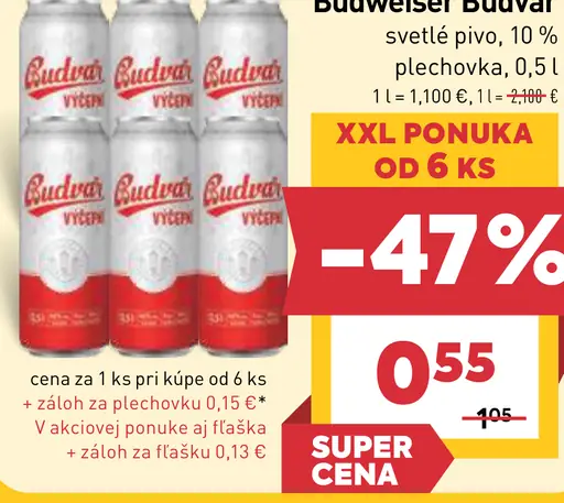 Budweiser Budvar svetlé pivo 12 %
