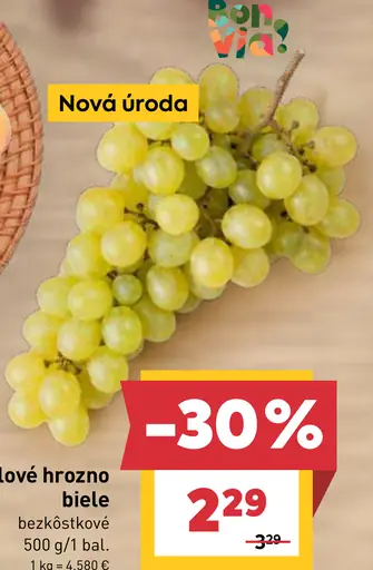 Stolové hrozno biele bezjadierkové