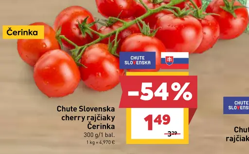 Chute Slovenska rajčiaky cherry strapcové Čerinka