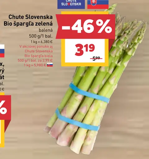 Chute Slovenska Bio špargľa zelená balená