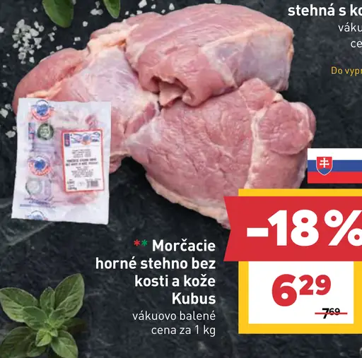 Kubus morčacie horné stehno bez kosti a kože vákuovo balené