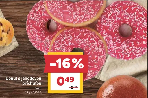 Donut s jahodovou príchuťou