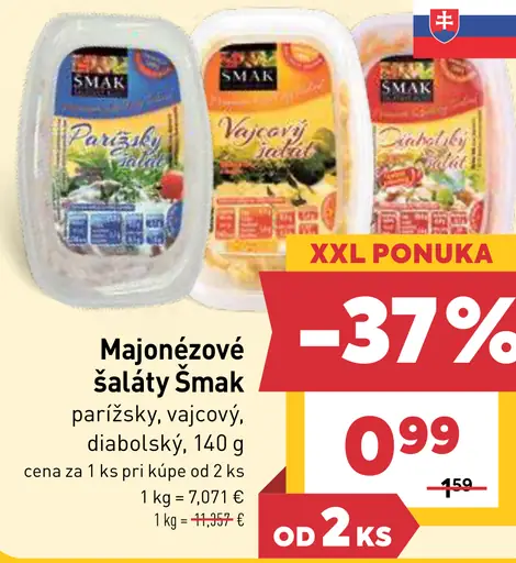 Majonézové šaláty Smak párížsky, vajcový, diabolský