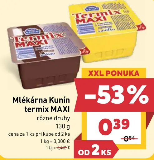 Mlékárna Kunín Termix MAXI tvarohový dezert