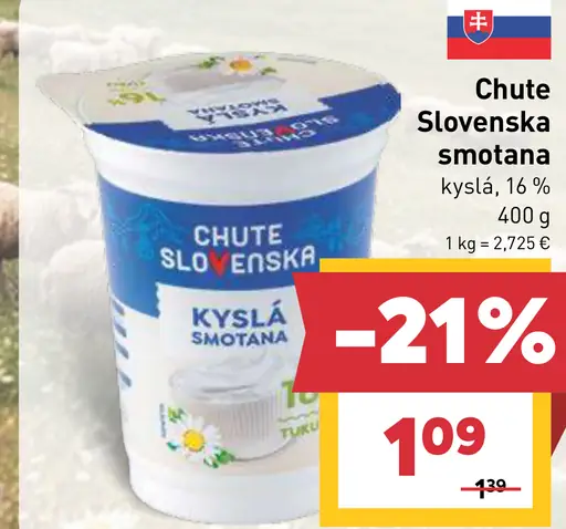 Chute Slovenska smotana kyslá 16%