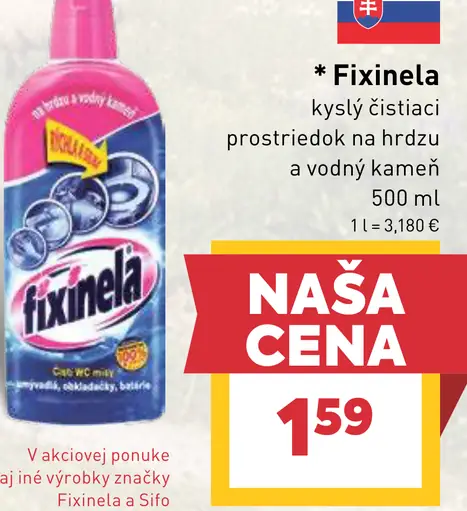 Fixinela kyslý čistiaci prostriedok na hrdzu a vodný kameň